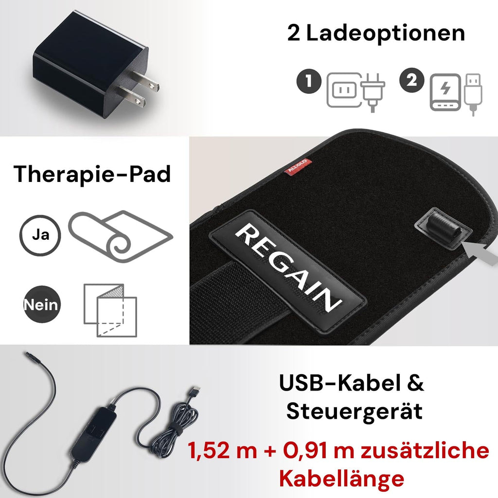 Regain infrared belt with two charging options, flexible pad and USB control unit