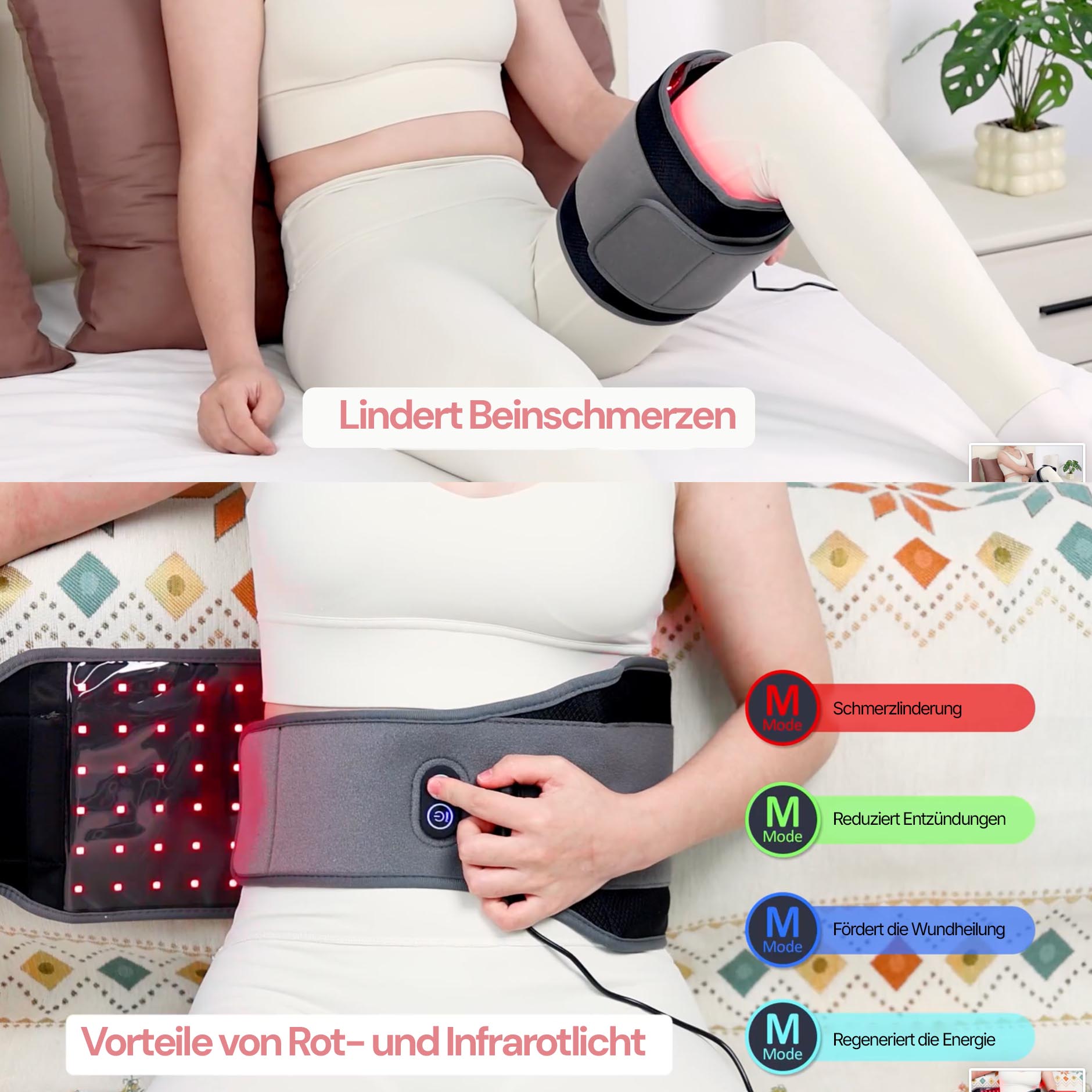 Regain infrared belt relieves leg pain with modes for pain relief and recovery