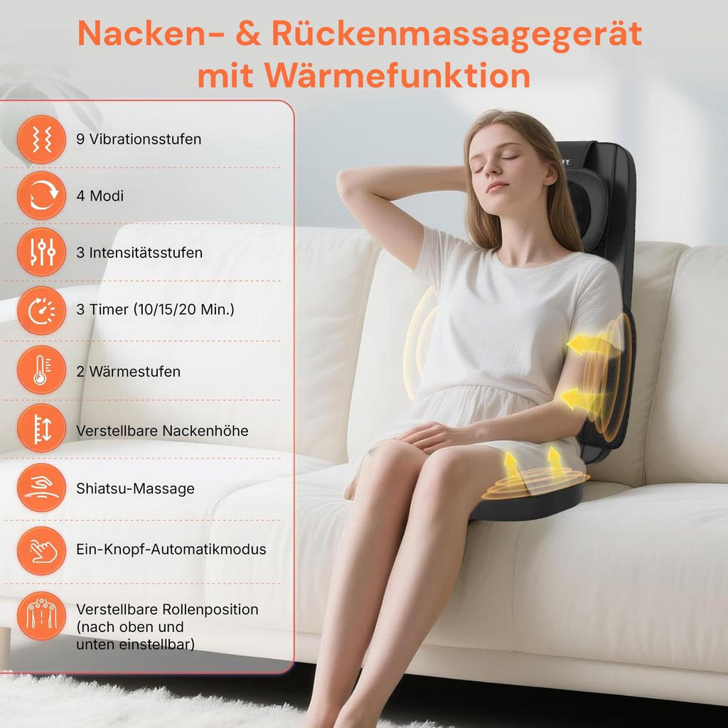 Regain massage seat cushion with heat function and 9 vibration levels in use on the sofa