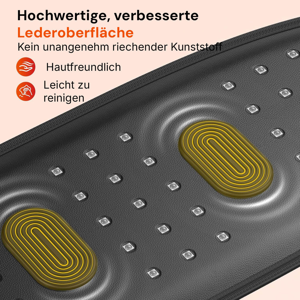 Skin-friendly leather surface of the Regain massage belt, easy to clean