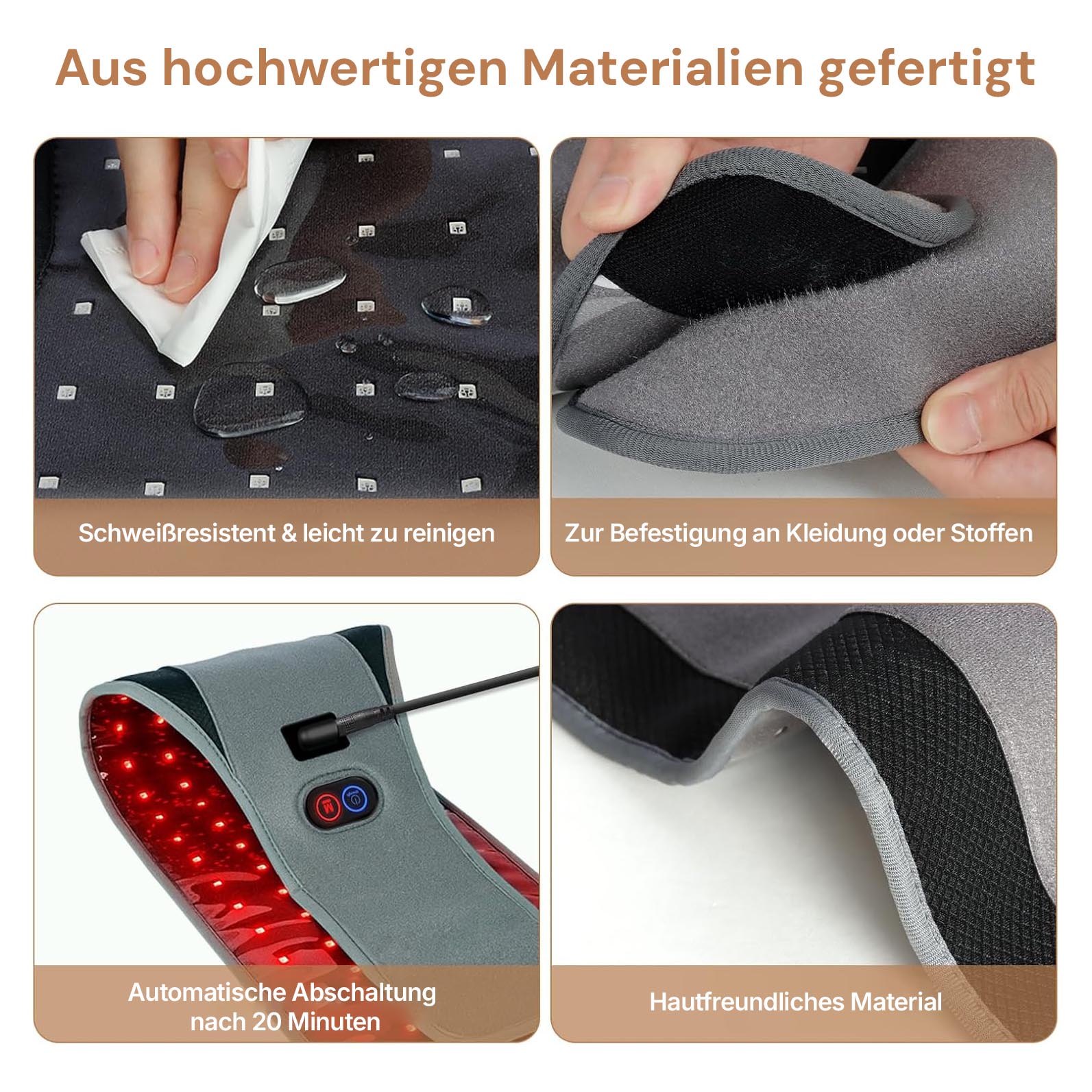 Regain heat belt made from sweat-resistant, skin-friendly material with velcro fastening